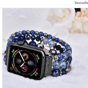 Navy with Stone Beaded Apple Watch Bracelet